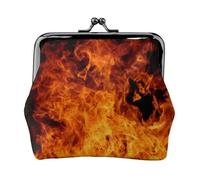 Fire Burn Design Pattern, PU Leather Coin Purse, Small Wallets, Change Pouch with Kiss Lock Clasp Buckle, Change Purse