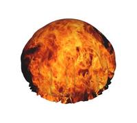 Fire Burn Design Pattern,Shower Cap Nightcap Double Layer Waterproof Elastic Bath Cap Reusable Hair Cap