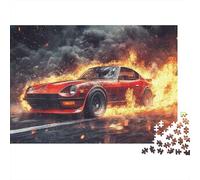 Fire Burning Car 1000 Piece Jigsaw Puzzle Set for Family Sturdy Cardboard Recycled Material Home Decor Wall Art Indoor Leisure Mind Challenge Game 70x50cm/1000pcs