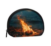 Fire by the Sea Coin Purse Personalized Coin Bag for Women Men Change Purse Small Wallets with Zipper Mini Shell Coin Pouch Outdoor Shopping Change Storage Bag Handbags Gifts