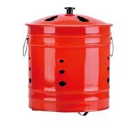 Fire Can with Lid - Enamel + Stainless Steel Burn Barrel | Spark-Proof Incinerator Bucket Bowl with Ergonomic Handle for Backyard, Camping, Garden, Porch, Balcony, Beach, Deck, Outdoor Use