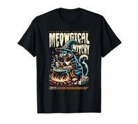 Fire Cauldron Halloween Witch Costume Cat T-Shirt