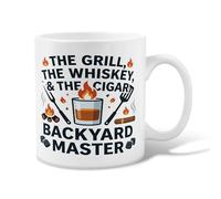Fire Ceramic Coffee Mug, Summer Casual Whiskey Cigar Summer White Novelty Office Drinking Cup with Handle Ideal for Friendship Family Colleague Staff Sweetheart Teachers 11 Oz