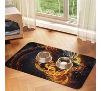 Fire Chinese Dragon Dog Food Mats for Floors, 12x18 Inch Non-Slip Super Absorbent Pet Food Mat, Dishwasher Dog Mat for Food and Water, Cute Rubber Quick Dry Pet Feeding Mat for Dogs Puppy Cats
