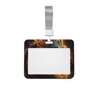 Fire Chinese Dragon ID Badge Holder with Lanyard ID Card Holders Waterproof Plastic Name Card Case Sliding ID Protector Pouch Name Tag Holders for Office Work Business