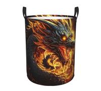 Fire Chinese Dragon Laundry Hamper with Handle Waterproof Collapsible Laundry Basket Circular Dirty Clothes Hamper Lightweight Storage Basket for Bathroom Bedroom Car Medium