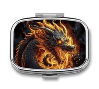 Fire Chinese Dragon Pill Box Pill Case Cute Pill Organizer Pill Holder Medicine Pill Organizer Pill Container Daily Pill Organizer Small Pill Box Pill Case for Purse Pocket