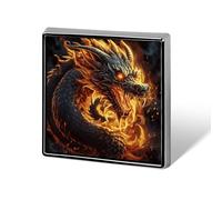 Fire Chinese Dragon Suit Lapel Pin Fashion Lapel Pins for Men Women for Backpacks Funny Hat Brooch Pin Personalized Bag Lapels Badge Metal Novelty Buttons & Pins (Square)