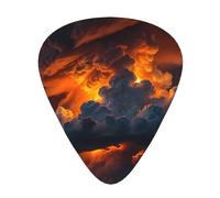 Fire Cloud printed guitar picks, 12-piece set with thin, medium, and thick styles, comes with a storage case