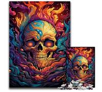 Fire Colored Skull 1000 Pieces Puzzles for Adults Jigsaw Puzzles for Adults for Teenagers, Family Game Night, BrainChallenging Gift Idea 1000 PCS(38x26cm)