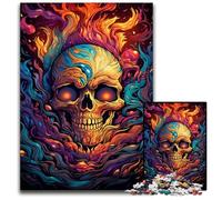Fire Colored Skull Jigsaw Puzzle 1000 Pieces Jigsaw Puzzles for Adults Perfect for Family Fun on Christmas, Thanksgiving, Birthdays & Easter 1000 PCS(75x50cm)