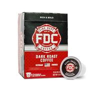 Fire Department Coffee [12 Count] Single Serve Dark Roast Coffee Pods, Dark Roast Coffee, Dark Roast Coffee K Cups