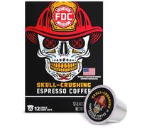 Fire Department Coffee - Gives Back Firefighters - Skull Crushing Espresso Coffee Pods - Full-bodied and Strong - Roasted in the USA - Premium Espresso K Cups - Veteran Owned - 12
