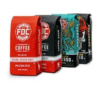 Fire Department Coffee - Gives back to firefighters - Rescue Variety Pack - Full Beans Coffee - Medium, Dark, Shellback Espresso and Crushing Espresso Beans - Veteran Property