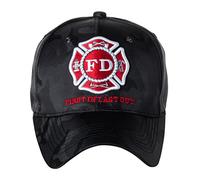 Fire Department First in Last Out Cap - Firefighter Gift - Embroidered Hat, Camo Black, One size