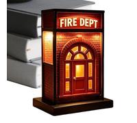 Fire Department Lamp - 20cm 3D Fire Station Decoration, Small Led Fires Dept Vintage Lamp, Glowing Hero Emblem | Red Firefighter Nightlight for Bookshelf Office Bedroom Bedside Birthday Nursery