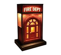 Fire Department Lamp, 3D Fire Station LED Decorative Light, 10x20x7cm Small Vintage Fires Dept Lamp for Bookshelf Office Bedroom Bedside Nursery Decoration Birthday Gift Ambient Lighting Use