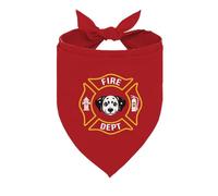 Fire Dept Dog Bandana, Adjustable Pet Triangle Scarf for Firefighter Themed Photo Outfit Accessory, Neckerchief with Maltese Cross Badge Design for Small Medium Dogs