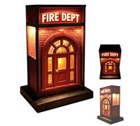 Fire Dept Vintage Lamp,3D Retro Firehouse Mini Table Lamp with Warm LED Glow,Classic Brick Firehouse Night Light,for Desk, Bedroom, Firefighter Gift,Home Office Decoration