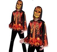 Boys Fire Devil Fancy Dress Halloween Scary Mask Creepy Satan Kids Costume