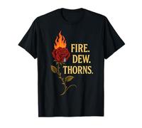 Fire Dew Thorns Rose Valentines Day Men Women (Front & Back) T-Shirt