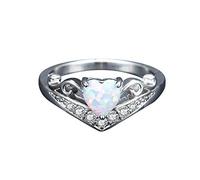 Fire Diamond Silver Rings Opal Luxury Women's Fashion Oval Cut Band Ring Rings Rings for Sisters (D, 9)