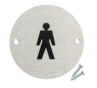 Fire Door Guru® Door Sign - 76mm Disc - Stainless Steel Safety Sign - Fixings Included (Male)