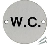 Fire Door Guru® W.C. Door Sign - 76mm Disc - Stainless Steel Safety Sign - Fixings Included