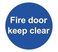 Fire Door Keep Clear Safety Warning Sign Self Adhesive Gloss Sticker 210mm x 210mm