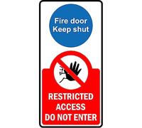 Fire door keep shut restricted access do not enter safety sign - Self adhesive sticker (200mm x 100mm)