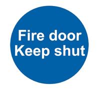 Fire Door Keep Shut Safety Sign, Pack of 20, Blue, 100mm x 100mm