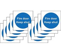 Fire door keep shut safety signs - Pack of 10 stickers 100mm x 100mm