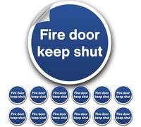 Fire Door Keep Shut, Safety Signs, Self Adhesive Vinyl 12Pcs, Waterproof Decals Set, (BS-5499) Compliant, 80mm Diameter, Door Signs, for Indoor Outdoor Use - Made in UK by PrintKings
