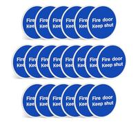 Fire Door Keep Shut Sign - 1mm Rigid Plastic - 2/4/6/10/20pk - 80mm Round Self Adhesive - No Drilling Required - Health and Safety Compliant Fire Exit Signs (20)