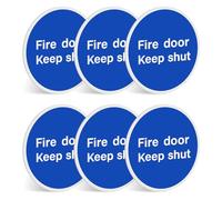 Fire Door Keep Shut Sign - 1mm Rigid Plastic - 2/4/6/10/20pk - 80mm Round Self Adhesive - No Drilling Required - Health and Safety Compliant Fire Exit Signs (6)
