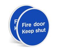 Fire Door Keep Shut Sign - 1mm Rigid Plastic - 2/4/6/10/20pk - 80mm Round Self Adhesive - No Drilling Required - Health and Safety Compliant Fire Exit Signs (2)