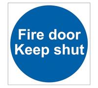 Fire Door Keep Shut Sign, Pack of 20, Self Adhesive Semi-Rigid Pvc, 100mm x 100mm, Blue Safety Sign for Fire Doors, Durable & Easy to Apply