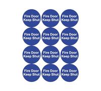 Fire Door Keep Shut Sign Stickers - Pack of 12 (Round) Self Adhesive Vinyl Fire Safety Signs Keep Closed Shut Notice Poster Exit - (80mm x 80mm)