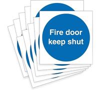 Fire Door Safety PVC Vinyl Sticker Signs [Pack of 6] - Fire Door Keep Shut Sign (100mm x 100mm) keep Closed - Water/Weather proof/Long lasting