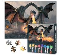 Fire Dragon 1000 Pieces Puzzle for Adults | Letters on Back, Reference Poster, Hard Impossible Difficult Challenging Jigsaw Puzzles Perfect for Game Family 20 X 27 INCH