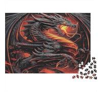 Fire Dragon Art-Fantasy Mythical Creature 1000 Piece Jigsaw Puzzle on Sustainably Sourced Board Favourites Jigsaw with Impossible Puzzle for Challenging Puzzles for Adults 52x38cm/1000pcs