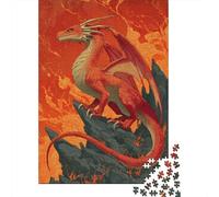 Fire Dragon Fantasy Art Print Jigsaw Puzzles Puzzles for Adults Kids. 1000 Pieces Impossible Challenge Toy Educational Games Home Decoration for Educational Games Gifts 70x50cm/1000pcs