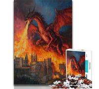 Fire Dragon Jigsaw Puzzles for Teenagers 1000 Pieces,Pattern Assembly Fun at Home Activities,Birthday Present,Travel Gifts 38x26cm