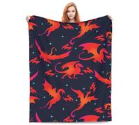 Fire Dragon Magic Blanket for Kids - Soft Fleece Red Dragon Gifts for Boys/Girls - 50"x60" Birthday Decor & Christmas Children's Cartoon Silhouette