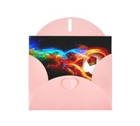 Fire Dragon Roll soccer Print Greeting Card Set with Blank Interior - Elegant Pink Pearl Paper Note Cards & Matching Envelopes