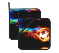 Fire Dragon Roll soccer Print Pot Holders Sets â€“ Heat Resistant Potholders, 2-Pack Kitchen Oven Mitts for Baking, BBQ, Microwave