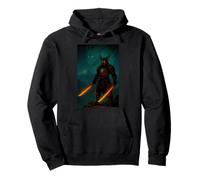 Fire Dragon Samurai with Twin Flaming Swords Pullover Hoodie