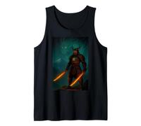Fire Dragon Samurai with Twin Flaming Swords Tank Top