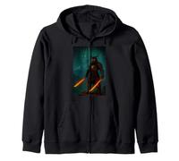 Fire Dragon Samurai with Twin Flaming Swords Zip Hoodie