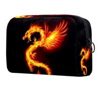 Fire Dragon with Wings Symbol of Wisdom Cosmetic Bag for Women, Travel Toiletries Bags Large Makeup Handy Pouch Organiser Bag with Zipper